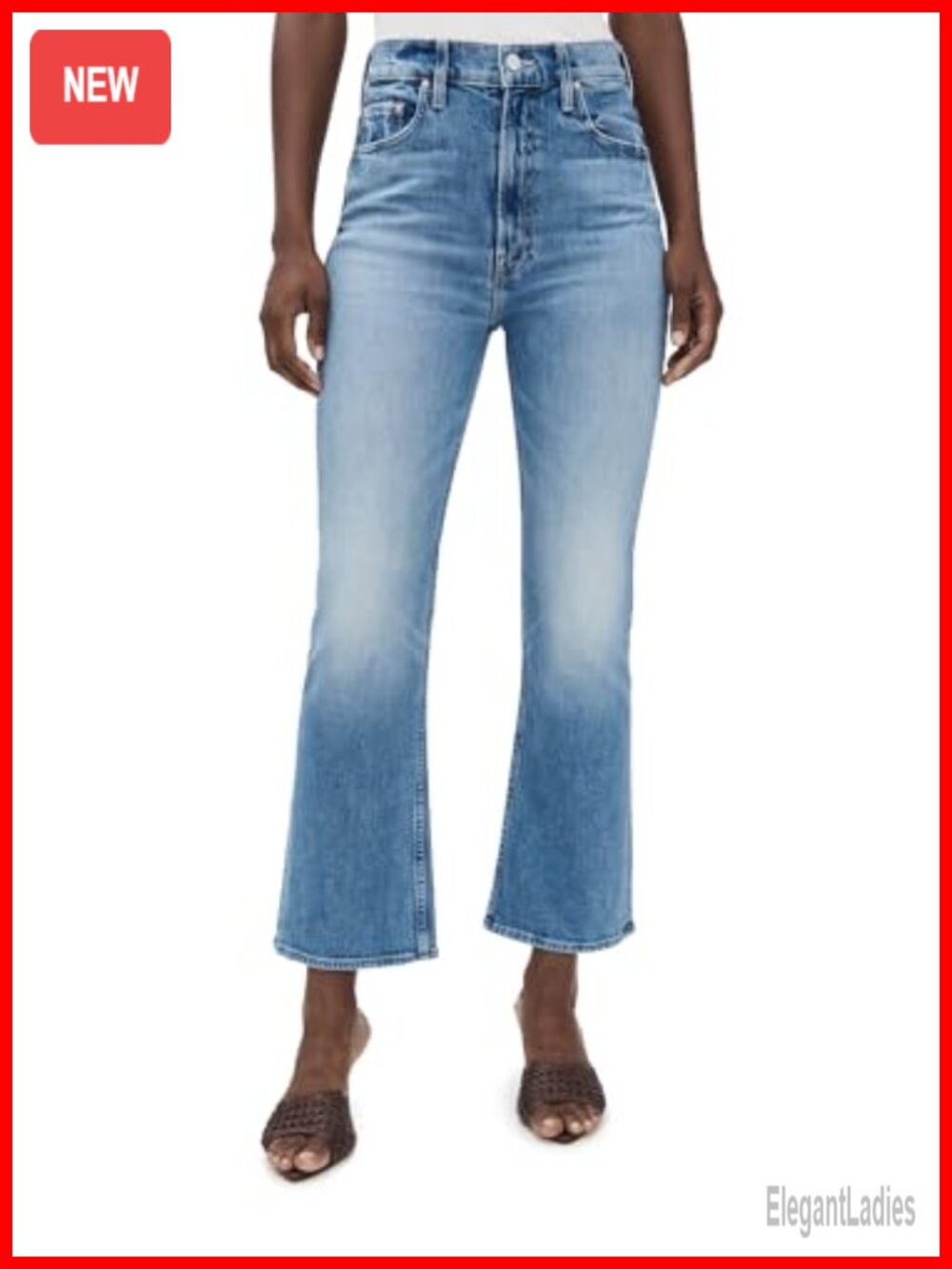 High Rise Boot Cut Ankle Jeans 5 Pocket Stretch Denim Fitted
